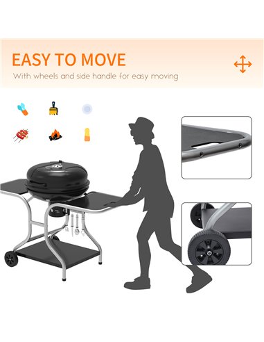 Outsunny Charcoal Grill Trolley Barbecue Grill W/ Wheels 01-0561