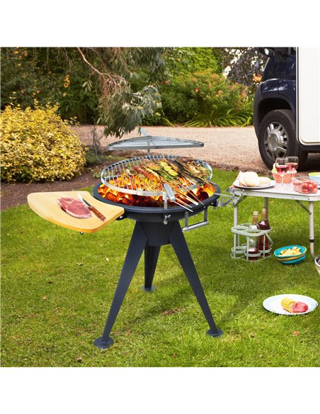 Outsunny Charcoal BBQ Outdoor Garden Adjustable Barbecue Double Grill Party Cooking Fire Pit with Cutting Board - Black 846-010 - pic 41035 | FastDaddyshop