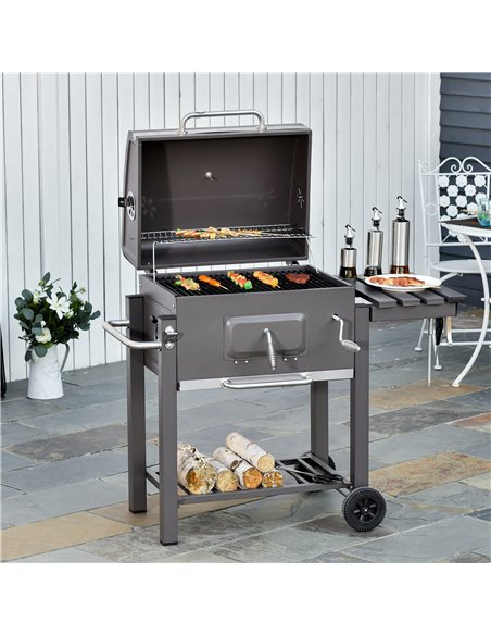 Outsunny Charcoal Grill BBQ Trolley, Dark Grey 846-013 - pic 41044 | FastDaddyshop