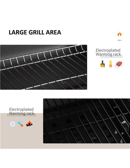 Outsunny Charcoal Grill BBQ Trolley Backyard Garden Smoker Barbecue w/ Shelf Side Table Wheels Built-in Thermometer 846-013 - pic 41047 | FastDaddyshop