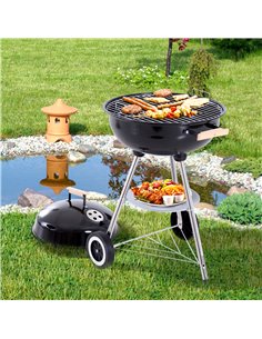 Outsunny BBQ Grill Charcoal Grill Portable Charcoal BBQ Round Kettle Grill Outdoor Heat Control Party Patio Barbecue 846-033 2