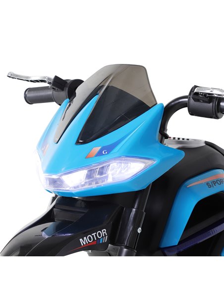HOMCOM  Ride On Kids Electric Motorbike Scooter 6V Battery Powered w/ Brake Lights and Music Blue - pic 4107 | FastDaddyshop