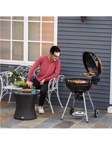 Outsunny Charcoal BBQ Portable Kettle BBQ Charcoal Grill Outdoor Barbecue Picnic Party Camping w/ Wheels 846-021