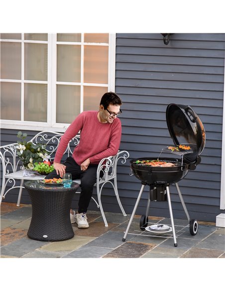 Outsunny Charcoal BBQ Portable Kettle BBQ Charcoal Grill Outdoor Barbecue Picnic Party Camping w/ Wheels 846-021 - pic 41071 | FastDaddyshop