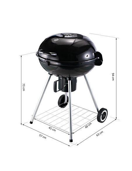 Outsunny Charcoal BBQ Portable Kettle BBQ Charcoal Grill Outdoor Barbecue Picnic Party Camping w/ Wheels 846-021 - pic 41072 | FastDaddyshop