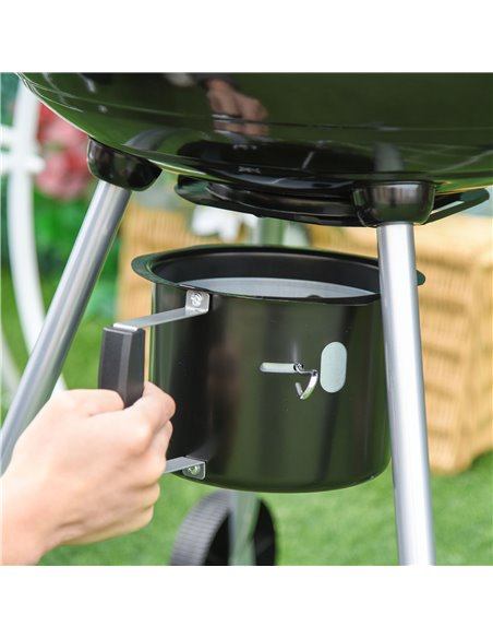 Outsunny Charcoal BBQ Portable Kettle BBQ Charcoal Grill Outdoor Barbecue Picnic Party Camping w/ Wheels 846-021 - pic 41078 | FastDaddyshop