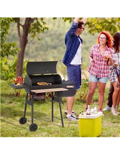 Outsunny Charcoal Barbecue Grill Garden Portable BBQ Trolley, Black 846-036 2