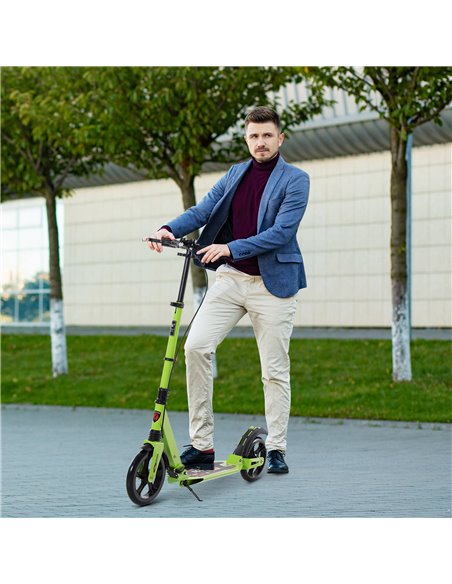 HOMCOM Teens Adult Kick Scooter Foldable Adjustable Aluminum Ride On Toy For 14+ w/ Dual Brake System, Shock Mitigation System - - pic 4109 | FastDaddyshop