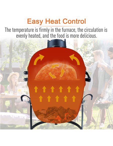 Outsunny Charcoal Grill Ceramic Kamado BBQ Grill Smoker Oven Japanese Egg Barbecue 846-050BK - pic 41092 | FastDaddyshop