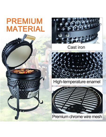 Outsunny Charcoal Grill Ceramic Kamado BBQ Grill Smoker Oven Japanese Egg Barbecue 846-050BK - pic 41094 | FastDaddyshop