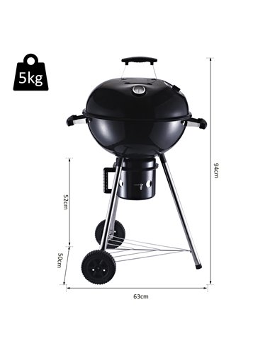 Outsunny Freestanding Charcoal Barbecue Grill, Black 846-045