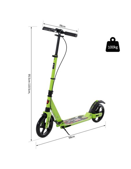 HOMCOM Teens Adult Kick Scooter Foldable Adjustable Aluminum Ride On Toy For 14+ w/ Dual Brake System, Shock Mitigation System - - pic 4110 | FastDaddyshop