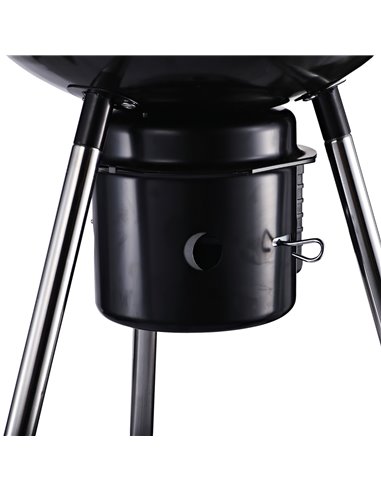 Outsunny Freestanding Charcoal Barbecue Grill Garden Portable BBQ Smoker w/ Wheels, Storage Shelves and On-body Thermometer, Bla