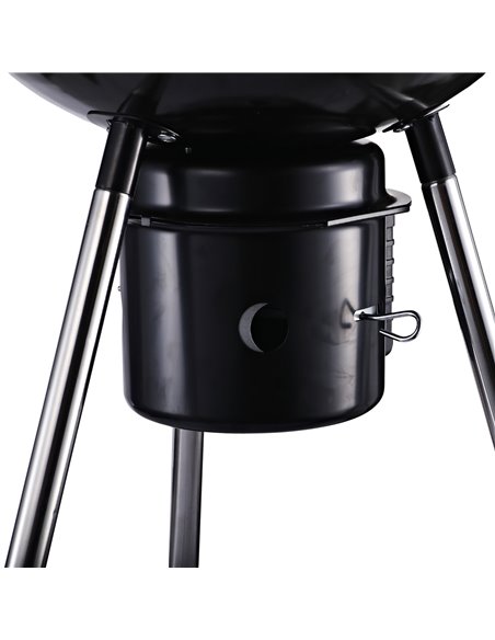 Outsunny Freestanding Charcoal Barbecue Grill Garden Portable BBQ Smoker w/ Wheels, Storage Shelves and On-body Thermometer, Bla - pic 41103 | FastDaddyshop