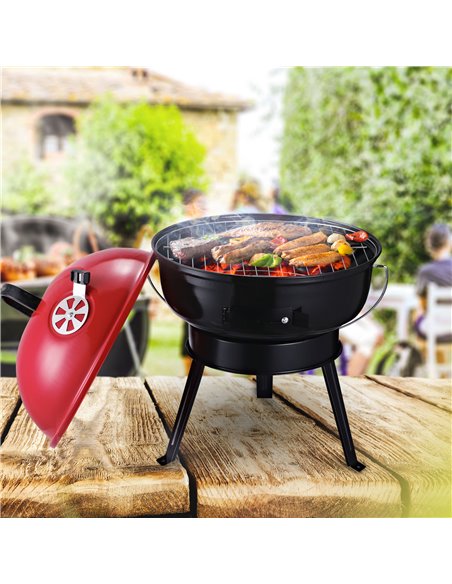 Outsunny Charcoal BBQ Grill Metal Portable Tripod Grill, Black Red 846-062RD - pic 41107 | FastDaddyshop