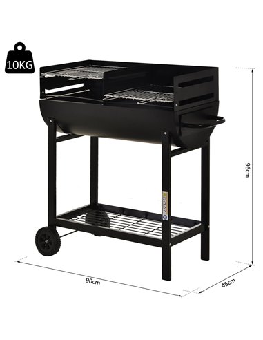 Outsunny Charcoal Barbecue Grill, Garden BBQ Trolley, Black 846-049