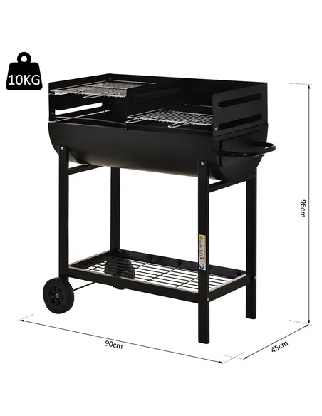 Outsunny Charcoal Barbecue Grill, Garden BBQ Trolley, Black 846-049 - pic 41117 | FastDaddyshop