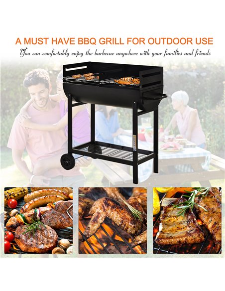 Outsunny Charcoal Barbecue Grill, Garden BBQ Trolley, Black 846-049 - pic 41118 | FastDaddyshop