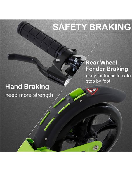 HOMCOM Teens Adult Kick Scooter Foldable Adjustable Aluminum Ride On Toy For 14+ w/ Dual Brake System, Shock Mitigation System - - pic 4112 | FastDaddyshop