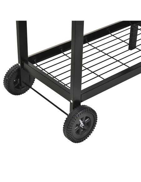 Outsunny Charcoal Barbecue Grill Garden BBQ Trolley w/ Dual Grill, Adjustable Grill Nets, Heat-resistant Steel, Wheels, Black 84 - pic 41121 | FastDaddyshop