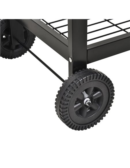 Outsunny Charcoal Barbecue Grill Garden BBQ Trolley w/ Dual Grill, Adjustable Grill Nets, Heat-resistant Steel, Wheels, Black 84 - pic 41122 | FastDaddyshop