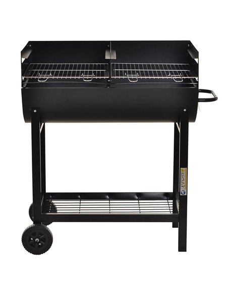 Outsunny Charcoal Barbecue Grill Garden BBQ Trolley w/ Dual Grill, Adjustable Grill Nets, Heat-resistant Steel, Wheels, Black 84 - pic 41123 | FastDaddyshop