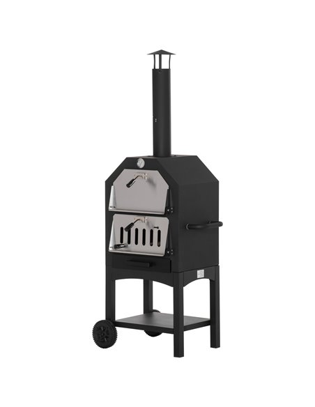 Outsunny Outdoor Garden Pizza Oven Charcoal BBQ Grill, Black 846-051 - pic 41124 | FastDaddyshop