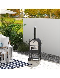 Outsunny Outdoor Garden Pizza Oven Charcoal BBQ Grill, Black 846-051 2