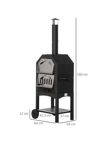 Outsunny Outdoor Garden Pizza Oven Charcoal BBQ Grill, Black 846-051 - pic 41126 | FastDaddyshop