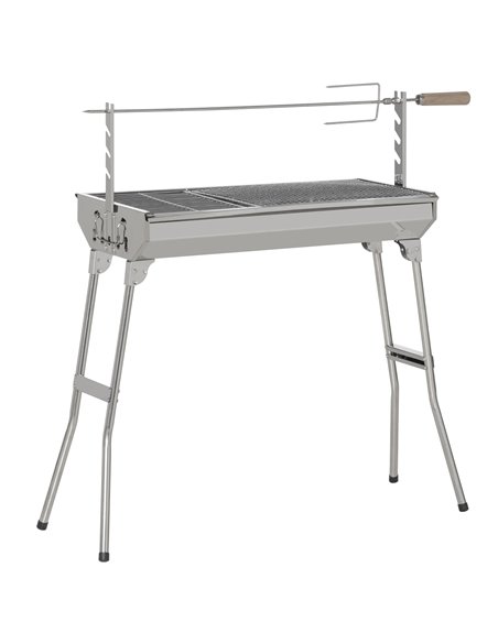Outsunny Charcoal Grill Portable BBQ Rotisserie Roaster, Silver 846-068 - pic 41133 | FastDaddyshop