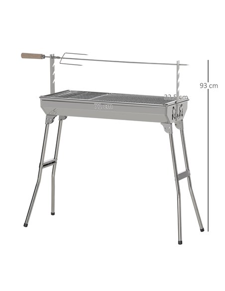 Outsunny Charcoal Grill Portable BBQ Rotisserie Roaster, Silver 846-068 - pic 41135 | FastDaddyshop