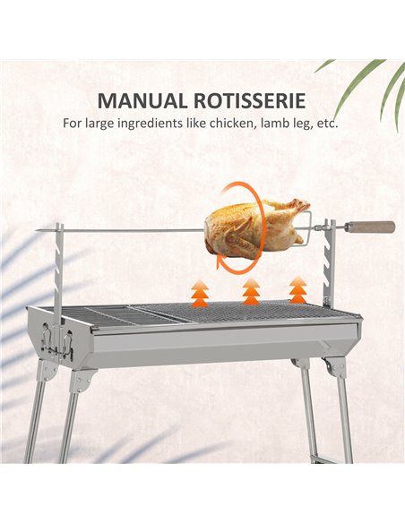 Outsunny Charcoal Grill Portable BBQ Rotisserie Roaster with Foldable Legs, Chicken Spit Roast Machine for Outdoor Picnic Campin - pic 41136 | FastDaddyshop