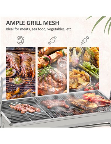 Outsunny Charcoal Grill Portable BBQ Rotisserie Roaster with Foldable Legs, Chicken Spit Roast Machine for Outdoor Picnic Campin