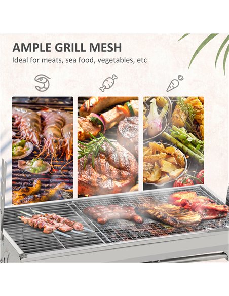 Outsunny Charcoal Grill Portable BBQ Rotisserie Roaster with Foldable Legs, Chicken Spit Roast Machine for Outdoor Picnic Campin - pic 41137 | FastDaddyshop