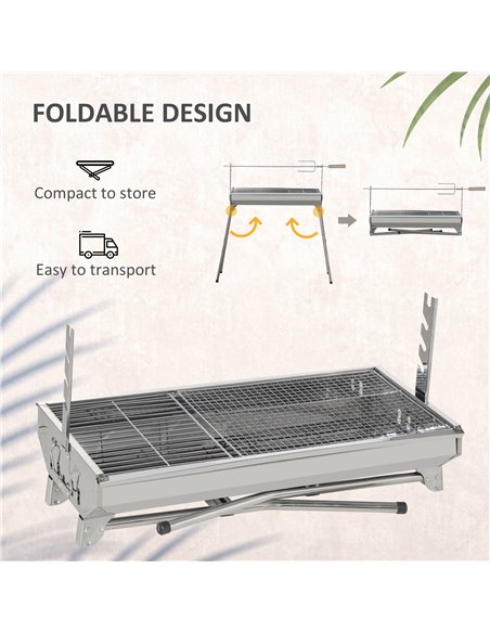 Outsunny Charcoal Grill Portable BBQ Rotisserie Roaster with Foldable Legs, Chicken Spit Roast Machine for Outdoor Picnic Campin - pic 41139 | FastDaddyshop