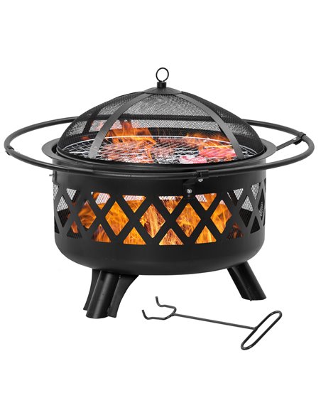 Outsunny 2-in-1 Outdoor Fire Pit with BBQ Grill, Black 842-227 - pic 41151 | FastDaddyshop