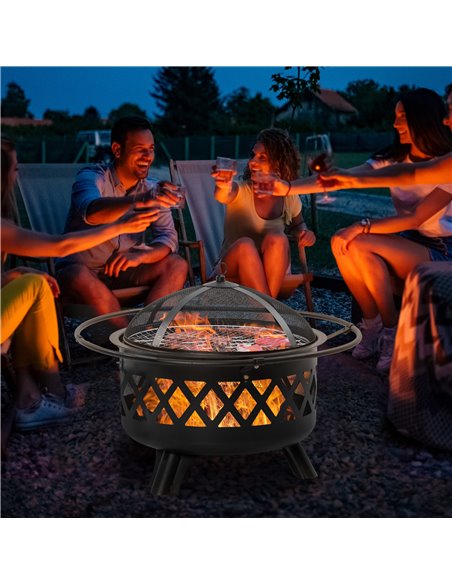 Outsunny 2-in-1 Outdoor Fire Pit with BBQ Grill, Black 842-227 - pic 41152 | FastDaddyshop