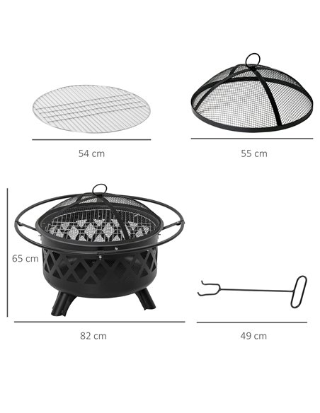 Outsunny 2-in-1 Outdoor Fire Pit with BBQ Grill, Black 842-227 - pic 41153 | FastDaddyshop