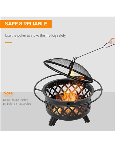 Outsunny 2-in-1 Outdoor Fire Pit with BBQ Grill, Black 842-227