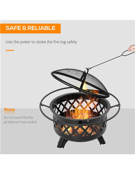 Outsunny 2-in-1 Outdoor Fire Pit with BBQ Grill, Black 842-227 - pic 41154 | FastDaddyshop