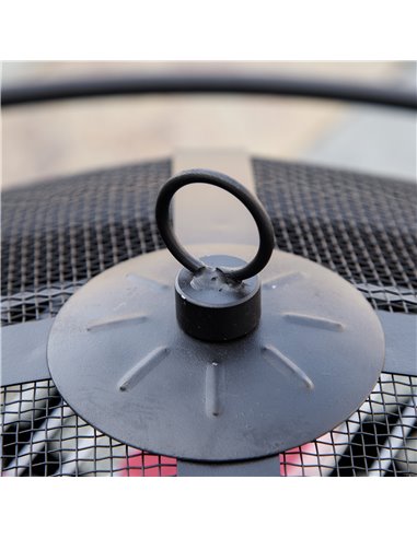 Outsunny 2-in-1 Outdoor Fire Pit with BBQ Grill, Patio Heater Log Wood Charcoal Burner, Firepit Bowl w/Spark Screen Cover, Poker