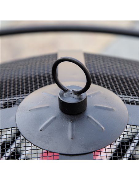 Outsunny 2-in-1 Outdoor Fire Pit with BBQ Grill, Patio Heater Log Wood Charcoal Burner, Firepit Bowl w/Spark Screen Cover, Poker - pic 41159 | FastDaddyshop