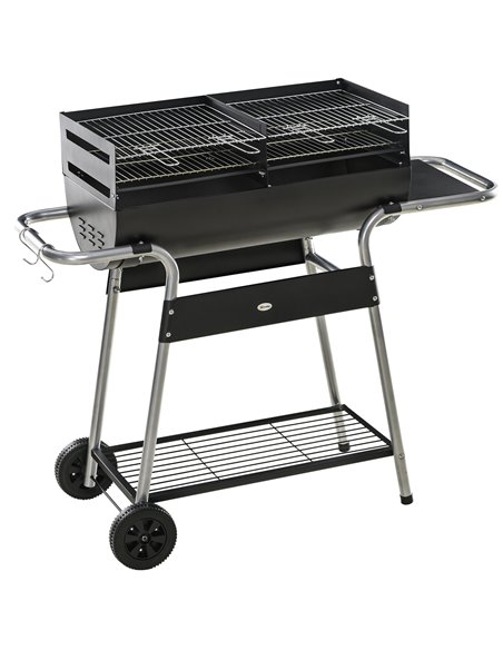 Outsunny Charcoal Barbecue Grill, Garden BBQ Trolley, Black 846-107V00BK - pic 41160 | FastDaddyshop