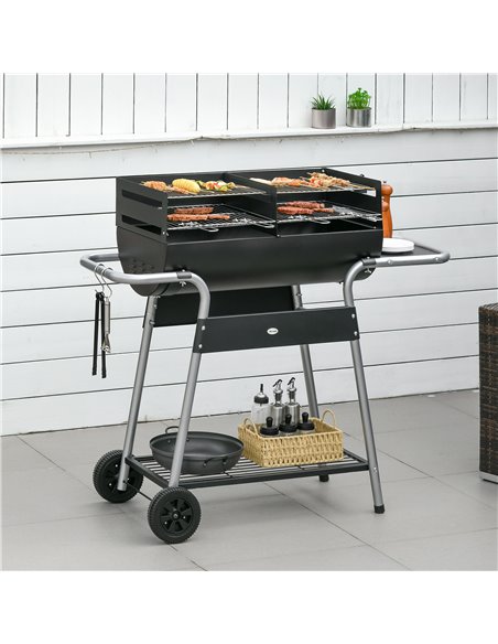 Outsunny Charcoal Barbecue Grill, Garden BBQ Trolley, Black 846-107V00BK - pic 41161 | FastDaddyshop