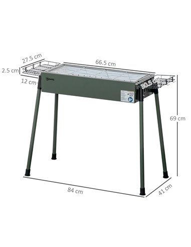 Outsunny Portable Charcoal Barbecue Grill, Dark Green 846-112V00DG
