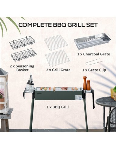 Outsunny Portable Charcoal Barbecue Grill, Dark Green 846-112V00DG
