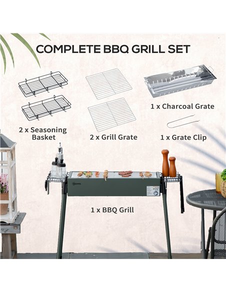 Outsunny Portable Charcoal Barbecue Grill, Dark Green 846-112V00DG - pic 41172 | FastDaddyshop