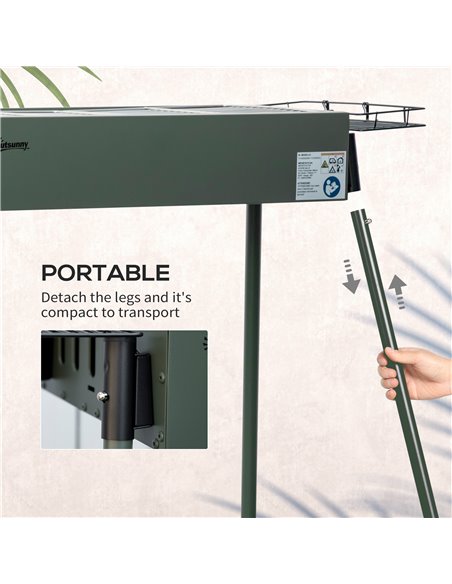 Outsunny Portable Charcoal Barbecue Grill w/ Seasoning Baskets, Hooks, Removable Legs and Multiple Vents 846-112V00DG - pic 41175 | FastDaddyshop