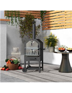 Outsunny Steel 3-Tier Outdoor Pizza Oven Charcoal BBQ Grill, Black 846-139V00BK 2