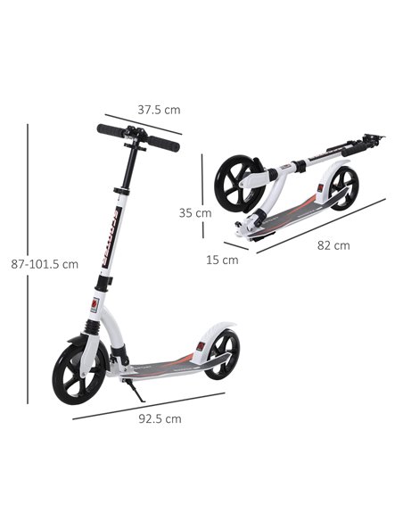HOMCOM Teens Adult Kick Scooter w/ Shock Absorption Mechanism Foldable Adjustable Height Aluminium Frame Ride On Toy for 14+ - W - pic 4118 | FastDaddyshop